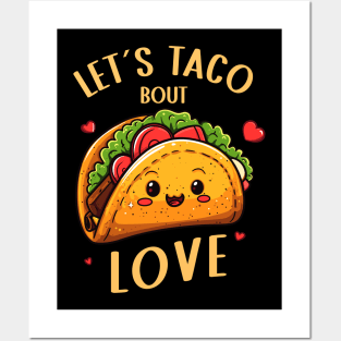 Cute Taco Valentines Shirt | Lets Taco Bout Love Posters and Art